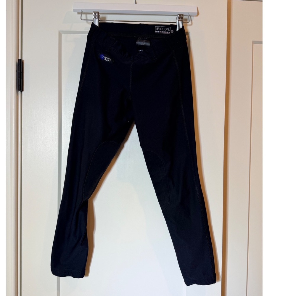 Irideon Pants Girls Medium Horse Riding Breeches Equestrian Patch Pull On, Black
